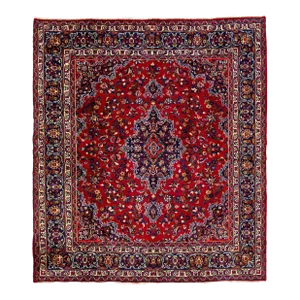 1950s Vintage Medallion Bakhtiari Handmade Wool Rug in Red