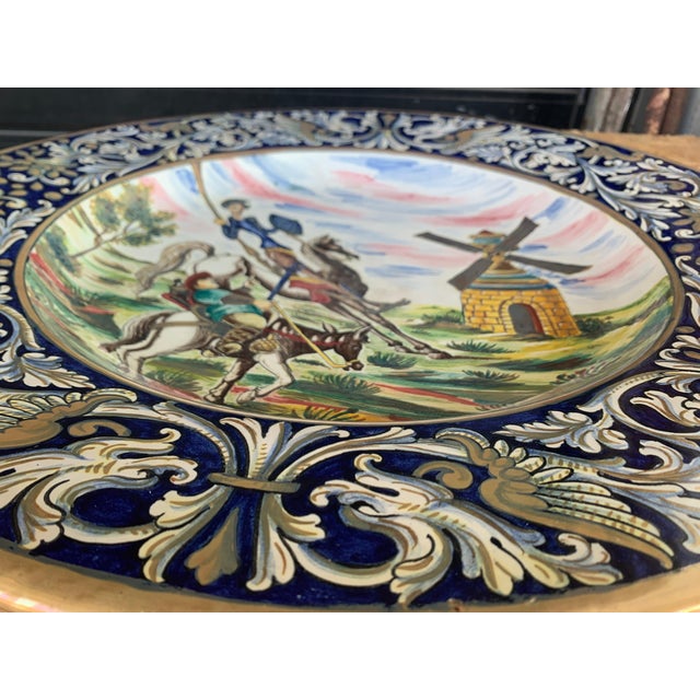 19th Spanish Decorative Charger Plate Depicting Don Quixote For Sale - Image 11 of 18