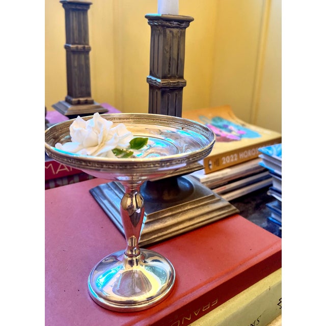 Mid-Century Modern Sterling Silver Weighted Pedestal Compote For Sale - Image 3 of 11