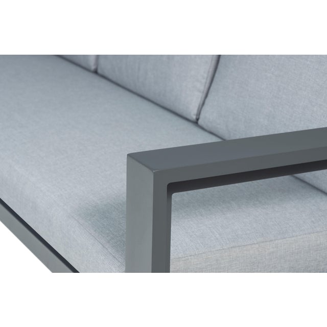 Sardinia Aluminum Frame Outdoor Sofa Set - Gray Cushions For Sale - Image 12 of 18