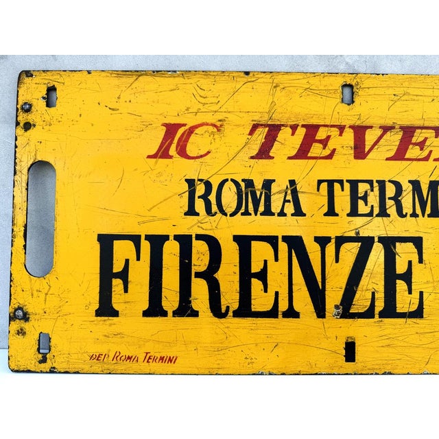 Vintage Italian Double-Sided Metal Train Route Sign: Roma Termini to Firenze SMN, 1970s For Sale - Image 3 of 17