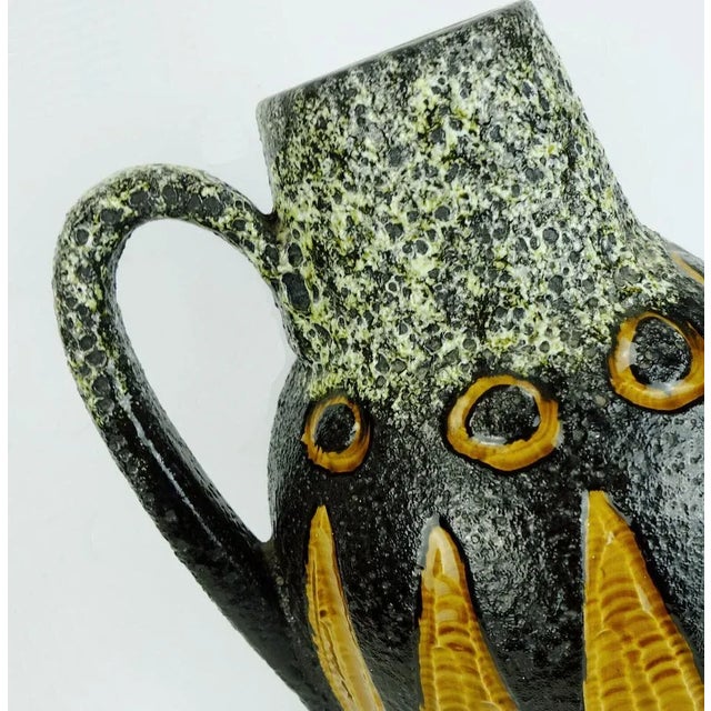 Fat Lava Glaze Ceramic No. 279-38 Jug Vase in Black, White & Ocher from Scheurich For Sale - Image 9 of 11