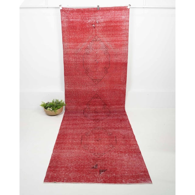 Vintage Turkish Hand-Knotted Runner rug is a semi-antique vintage runner rug. The '70s Eastern region of Anatolian's...