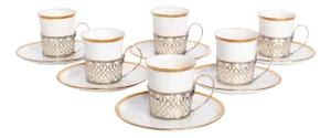 Antique Set of Six Shelley China Demitasse Cups Saucers Sterling Silver Mappin Webb Birmingham 1919