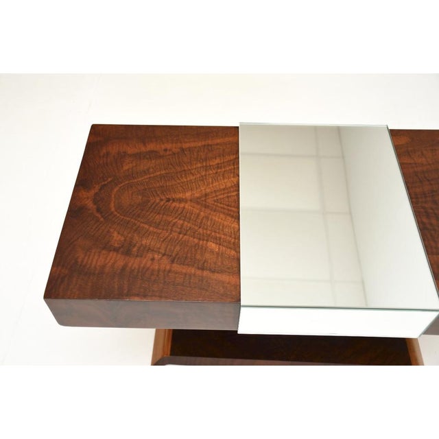 Brown Art Deco Mirrored Coffee Table in Walnut, 1930s For Sale - Image 8 of 11
