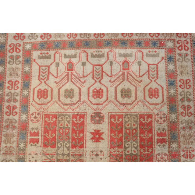Vintage Turkish Area Rug, Hand-Knotted Wool, Traditional Anatolian Folk Motif For Sale - Image 6 of 10