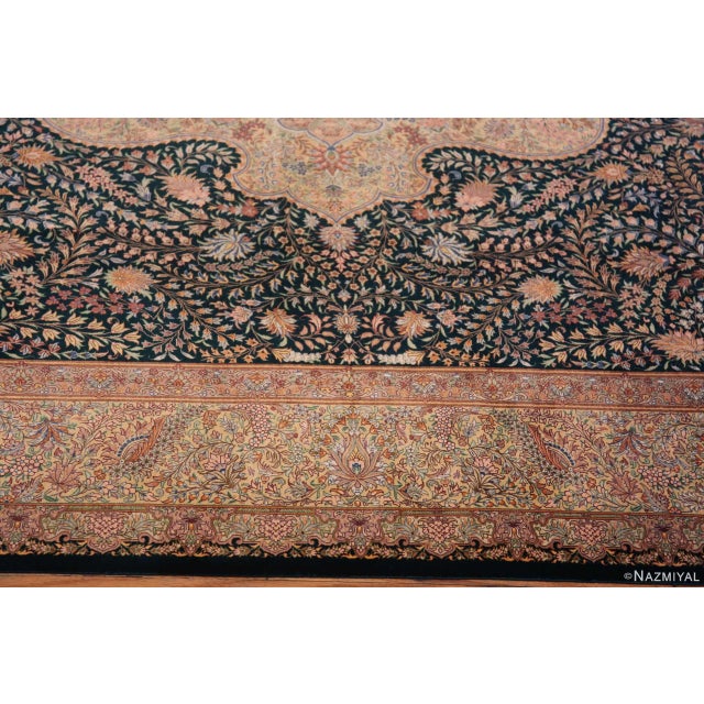 Nazmiyal Collection 1950s Floral Design Vintage Persian Silk Qum Rug For Sale - Image 9 of 9