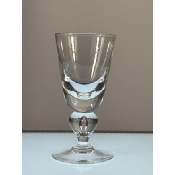 Transparent Vintage Signed Steuben Crystal Tear Drop Bubble Baluster Stem Mid Century Goblet or Wine 1 of 7 For Sale - Image 8 of 8