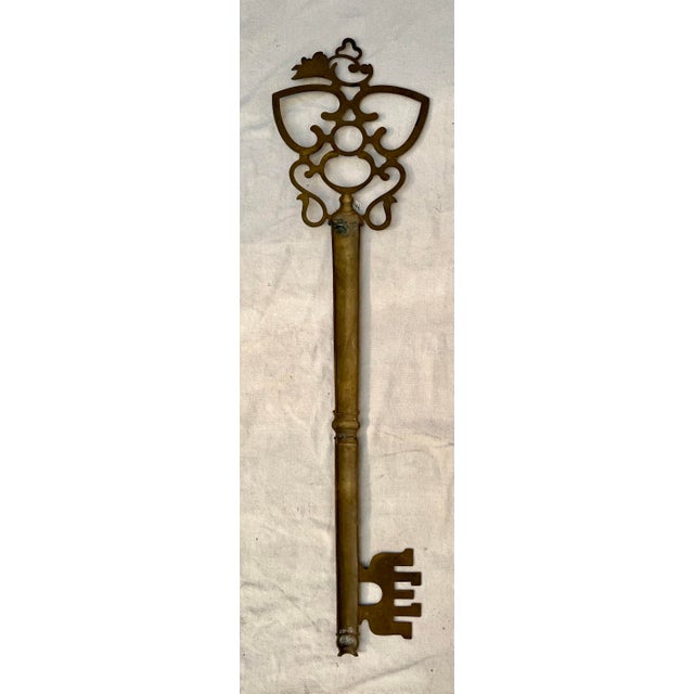 Vintage Overscale Decorative Brass Skeleton Key Wall Sculpture For Sale - Image 10 of 10