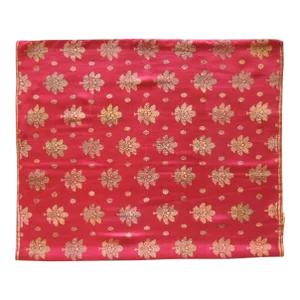 Red and Gold Embroidered with Gold Metallic Threads Textile Fragment