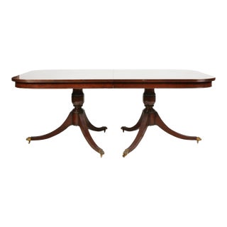 Regency Style Mahogany Double Pedestal Dining Table For Sale