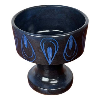Mid-Century Modern Germany Blue Ceramic Candle Holder from Gebr. H.u.G. Claussen, 1960s For Sale