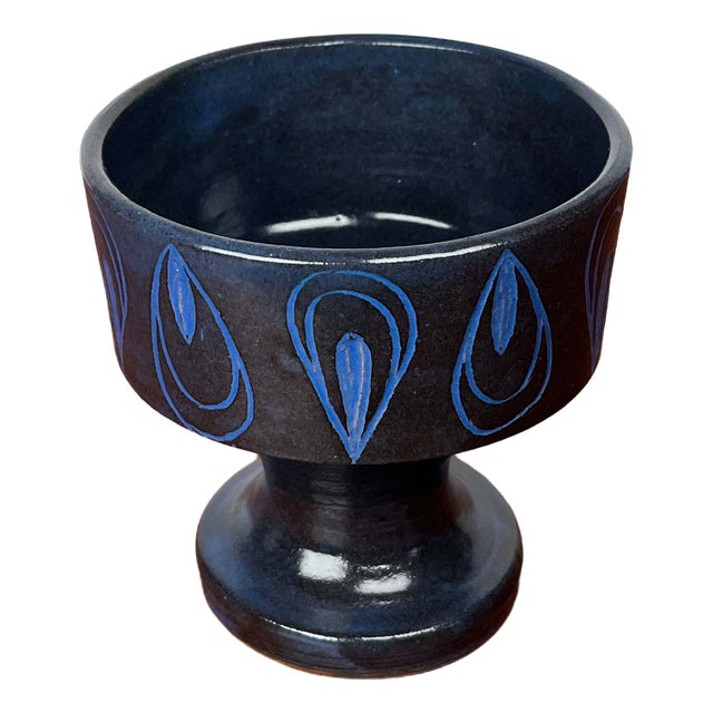 Mid-Century Modern Germany Blue Ceramic Candle Holder from Gebr. H.u.G. Claussen, 1960s For Sale