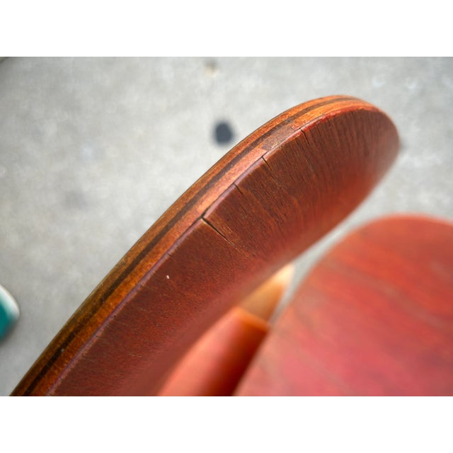 1950s Charles + Ray Eames for Herman Miller Red Aniline Dyed Dcw Chair For Sale - Image 11 of 12