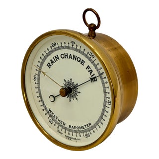 Good Quality Antique Brass Ships Weather Barometer by Taylor Rochester New York - Circa Early 20th Century For Sale
