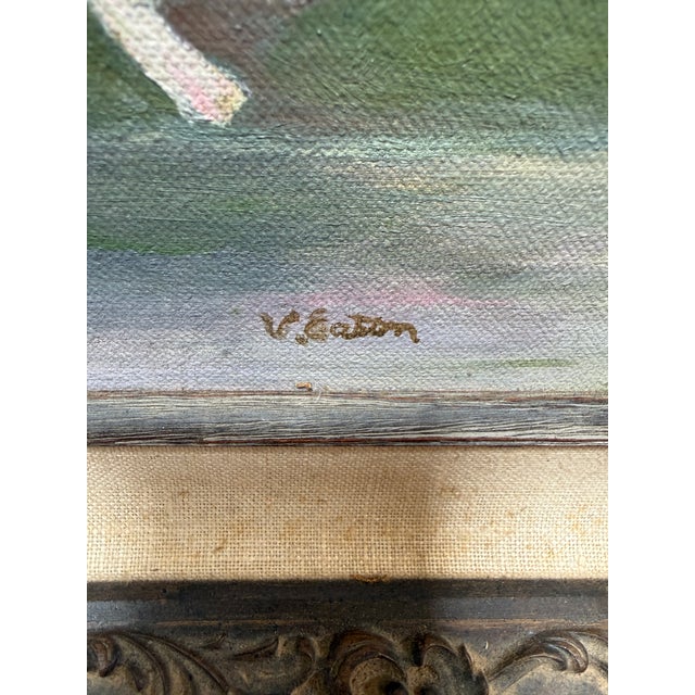 V. Eaton Pink Petunias Still Life Painting, Signed For Sale - Image 4 of 12