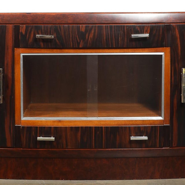 Art Deco Rosewood, Burled Carpathian Elm & Acacia Sideboard W/ Nickled Bronze For Sale - Image 12 of 18