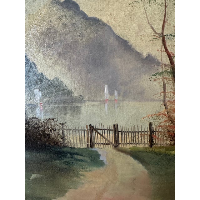 Antique Lanscape Oil Painting, Andrew P. Hill, 1889 For Sale - Image 4 of 5