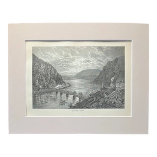 Antique 1874 Wood Engraving "Harper's Ferry" West Virginia in 11x14 Mat For Sale