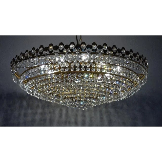 Brass & Lead Crystal Chandelier from Preico, 1970s For Sale - Image 11 of 12