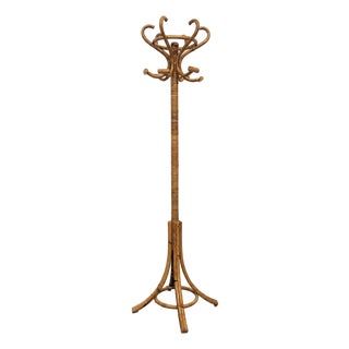 Vintage Rattan and Bamboo Parrot Coat Stand, 1970s For Sale