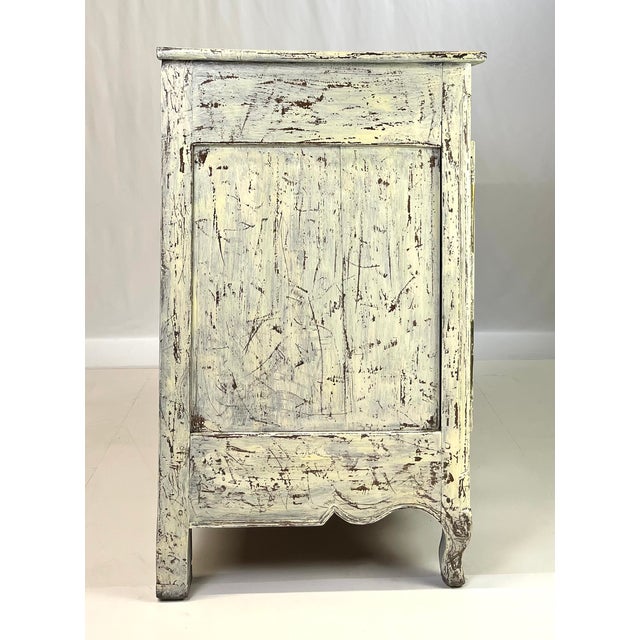 Wood Period French Provincial Louis XV White Washed Credenza or Sideboard For Sale - Image 7 of 18