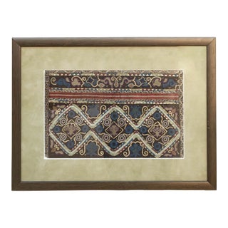 Framed Vintage Diamond Trellis Embroidery For Sale