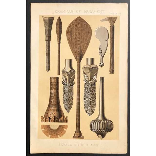 "Savage Tribes No 3" plate from a 19th century edition of Jones' seminal design reference. Combined shipping available,...