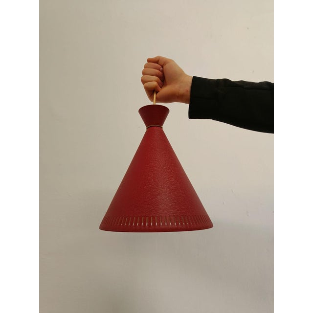 Red Vintage Danish Pendant Light by Bent Karlby, 1950s For Sale - Image 8 of 8