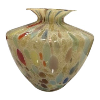 Vintage Large Murano Style Speckled Swirl Vase For Sale
