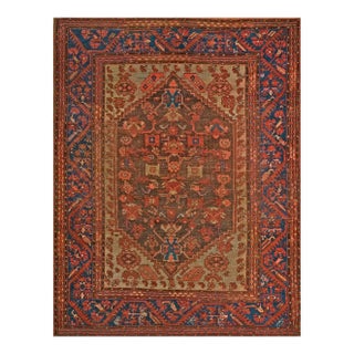 1880s Brown Medallion Tribal Antique Turkish Anatolian Kula Carpet 4'6'' X 5'6'' Knotted Wool Rug For Sale
