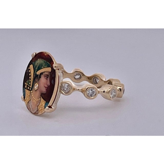 Enamel Faced Portrait of Athena 14k Ring Size 5.75 For Sale In Los Angeles - Image 6 of 8