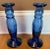 Glass 1990s Vintage Spanish Blue Glass Candlesticks, Set of 2 For Sale - Image 7 of 9