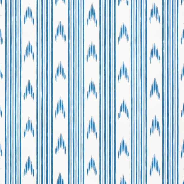 Contemporary Sample - Schumacher X Mark D. Sikes Santa Barbara Ikat Wallpaper in Indigo For Sale - Image 3 of 3