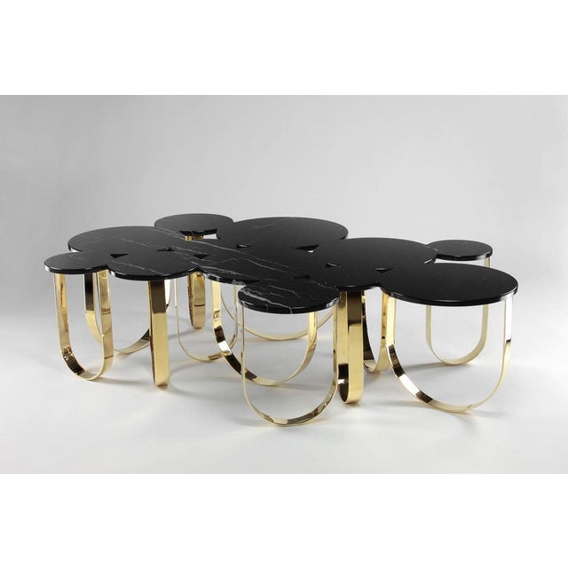 Metal Cloud Coffee Table in Orange Onyx and Brushed Brass by Barberini & Gunnell For Sale - Image 7 of 8