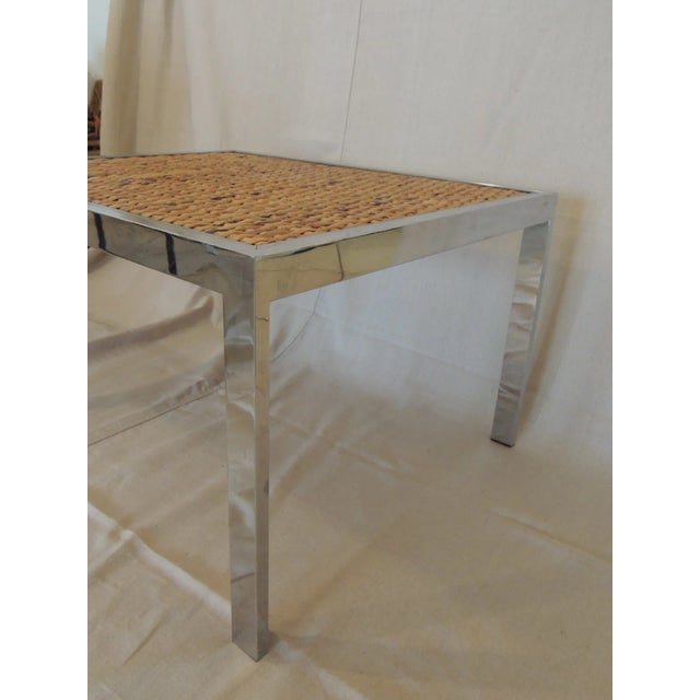 Wood Vintage Polished Chrome and Bamboo Coffee Table by Gabriella Crespi For Sale - Image 7 of 7