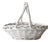 Vintage White Wicker Gathering Basket With Double Handles For Sale