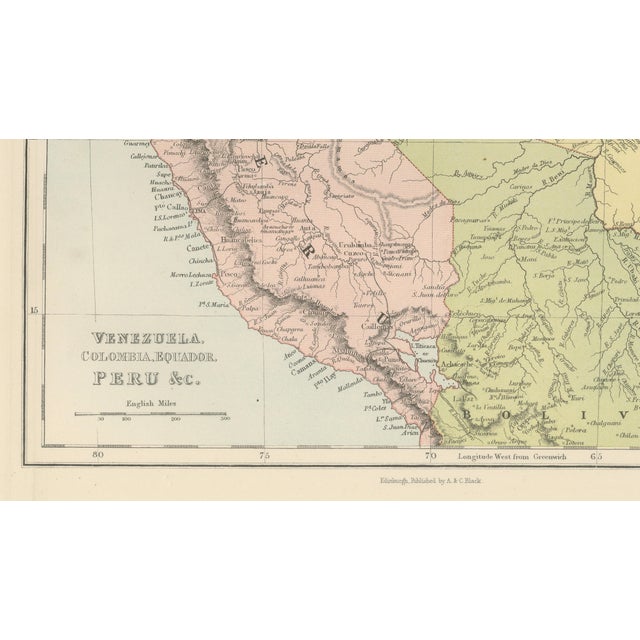 Antique South America Map, 1884 For Sale - Image 4 of 11