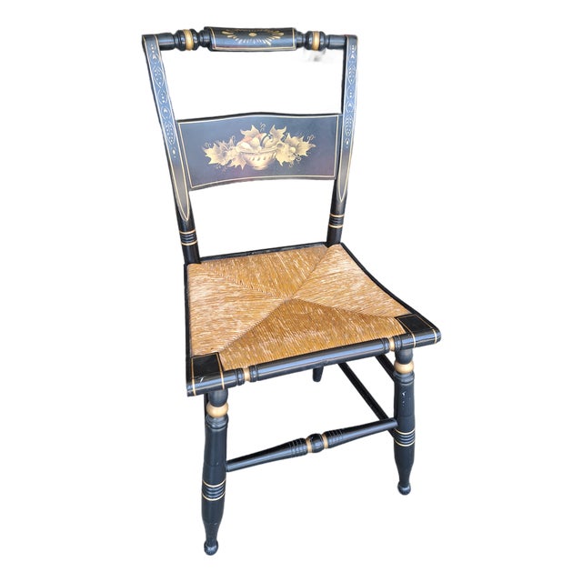 1960s Early American Chair With Woven Rush Seat For Sale