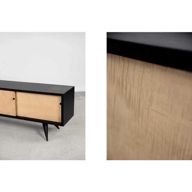 Mid-Century Scandinavin Black and Maple Sideboard, 1960s For Sale - Image 6 of 16