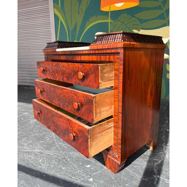 Antique 19th Century Flame Mahogany Marble-Topped Chest For Sale - Image 11 of 16