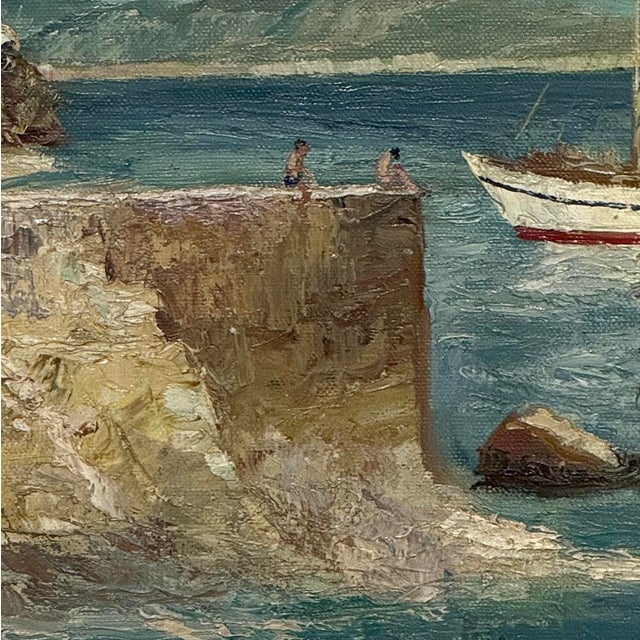 Framed Oil Painting on Canvas by Paule Bisman (1897-1973) 'Adriatic Coastline' For Sale - Image 12 of 16