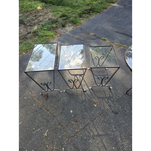 Metal Vintage Wrought Iron Patio Tables For Sale - Image 7 of 11