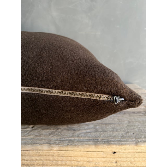Not Yet Made - Made To Order Chocolate Brown Accent Pillow With Down Insert 100% Wool For Sale - Image 5 of 5