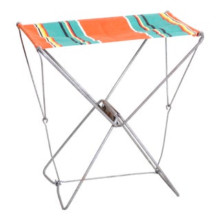 Mid-Century Modern French Camping Folding Stool, 1960s For Sale