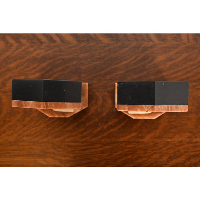 Art Deco Rouge Marble and Onyx Bookends, Circa 1930s For Sale - Image 4 of 12