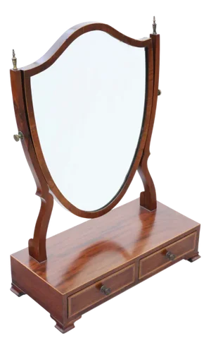19th Century Mahogany Shield Dressing Table Swing Mirror