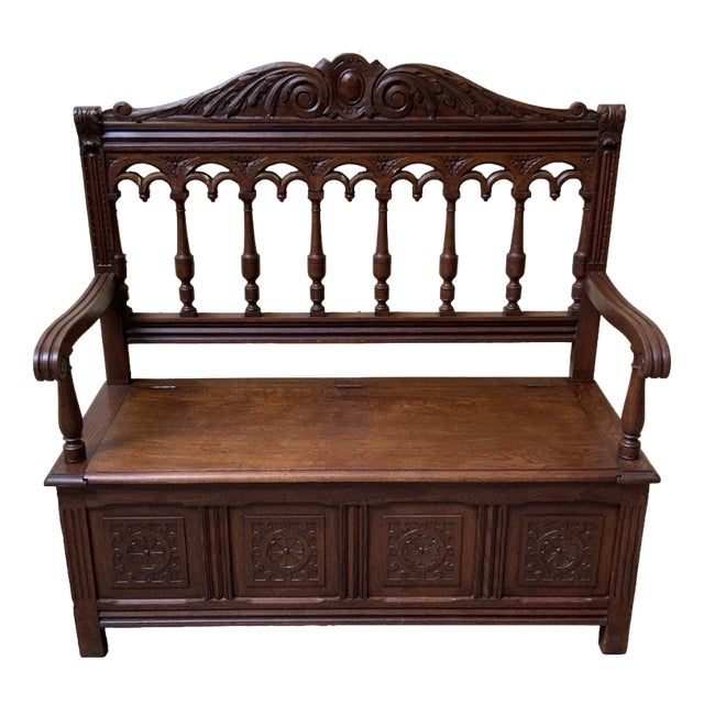 Antique Art Nouveau Chest Bench, 1900s For Sale