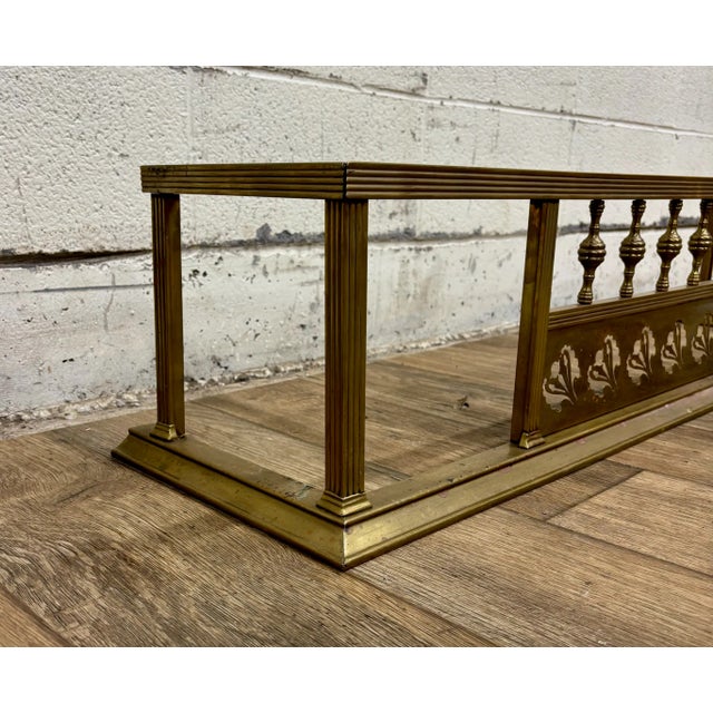 Victorian Antique Victorian Traditional Brass Fireplace Fender For Sale - Image 3 of 10