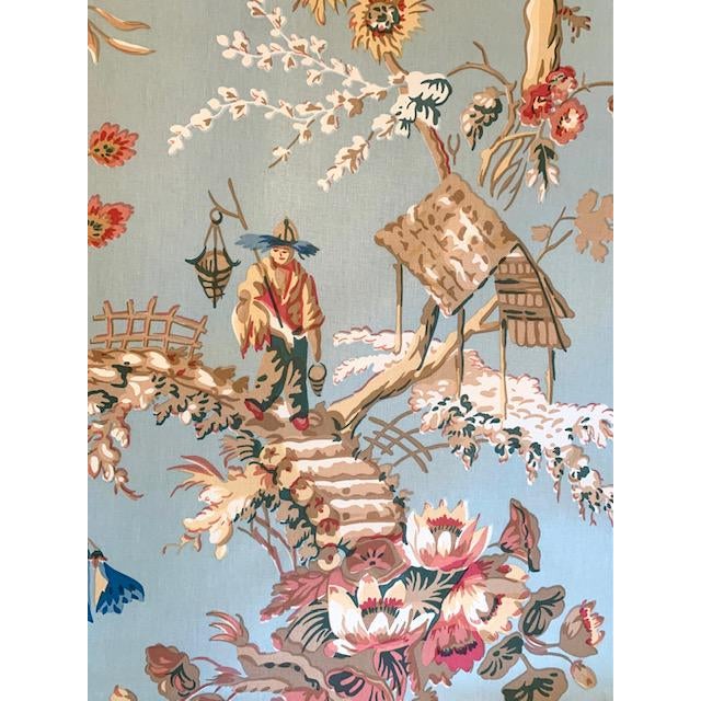 Brunschwig and Fils "Chinese Landscape" Cotton Chintz Blue Fabric -12 Yds For Sale In Miami - Image 6 of 12